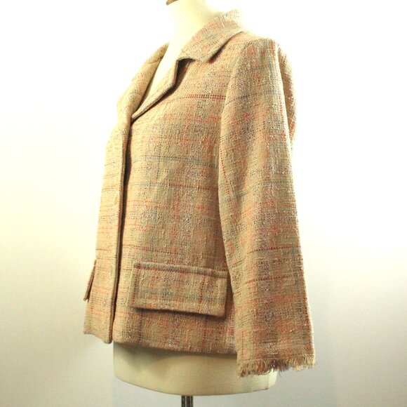 Attic and Barn Callas Chanel Aspect Metallic Shimmer Tan Blazer Jacket 42 NWT - Picture 4 of 7